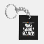 再びアメリカゲイおもしろいをゲイプライド月にする キーホルダー (正面左)