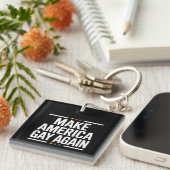 再びアメリカゲイおもしろいをゲイプライド月にする キーホルダー (正面右)