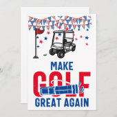再びアメリカ素晴らし国旗を掲げたゴルフメイクゴルフ 招待状 (正面/裏面)