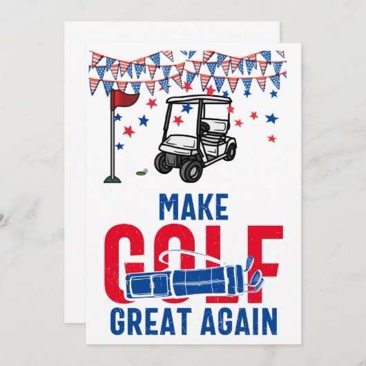 再びアメリカ素晴らし国旗を掲げたゴルフメイクゴルフ 招待状 (正面/裏面)