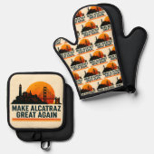 再びアルカトラ素晴らしスをおもしろい作る 鍋つかみ&鍋敷きセット (正面/裏面)