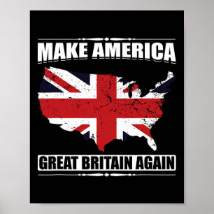 再びイギリスを偉大なアメリカに アメリカ地図 イギリス国旗 F ポスター