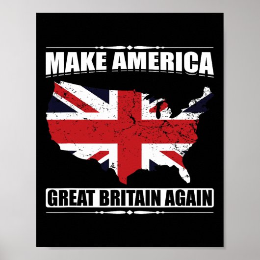 再びイギリスを偉大なアメリカに アメリカ地図 イギリス国旗 F ポスター (正面)