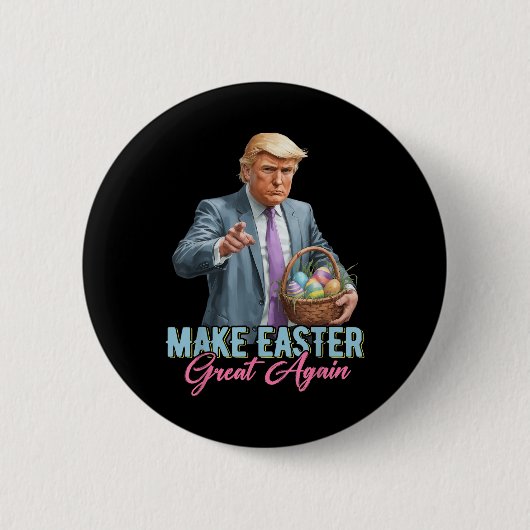 再びイースター素晴らしトランプおもしろい春狩りEg 缶バッジ (正面)