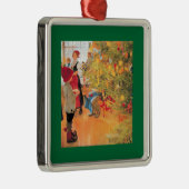 再びクリスマスの時間だ – 木を見ている少年 メタルオーナメント (右)