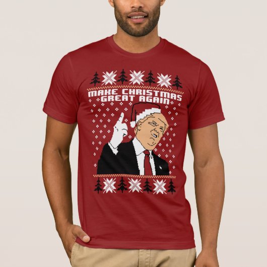再びクリスマスを作素晴らしるSpeciaTrump Parody Funy Tシャツ (正面)