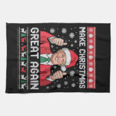 再びクリスマスを素晴らし作るクリスマストランプおもしろいパジャマ キッチンタオル (横)