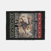 再びクリスマスを素晴らし作るクリスマストランプおもしろいパジャマ フリースブランケット (正面(横))