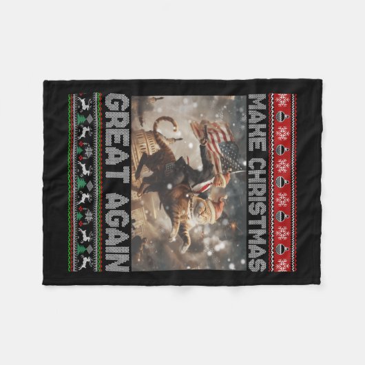 再びクリスマスを素晴らし作るクリスマストランプおもしろいパジャマ フリースブランケット (正面(横))