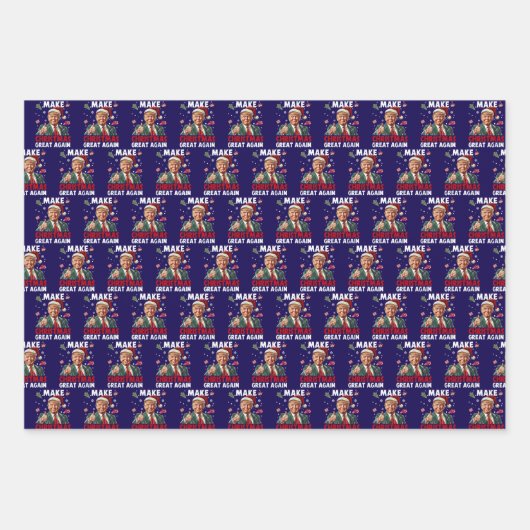 再びクリスマスを素晴らし作る | トランプおもしろい ラッピングペーパーシート (正面3)