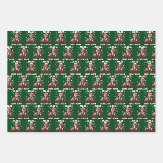 再びクリスマスを素晴らし作る | トランプおもしろい ラッピングペーパーシート (正面2)