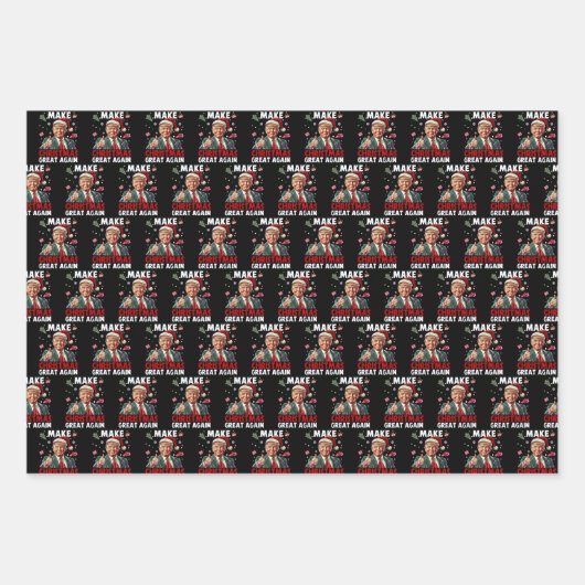 再びクリスマスを素晴らし作る | トランプおもしろい ラッピングペーパーシート (正面)