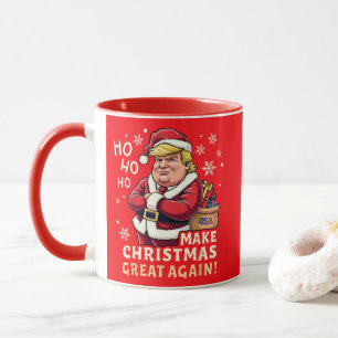 再びクリスマスを素晴らし作る トランプサンタクロース赤 マグカップ