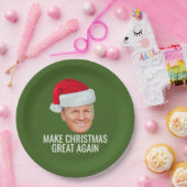 再びクリスマスを迎えるトランプ素晴らしサンタハットおもしろい ペーパープレート (パーティー)