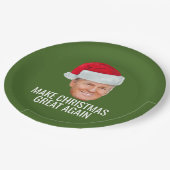再びクリスマスを迎えるトランプ素晴らしサンタハットおもしろい ペーパープレート (アングル)