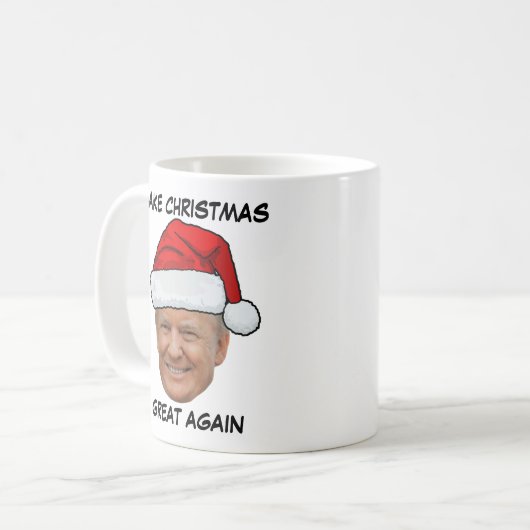 再びクリスマスを迎えるドナルド・トランプ・サンタハット素晴らし コーヒーマグカップ (正面左)