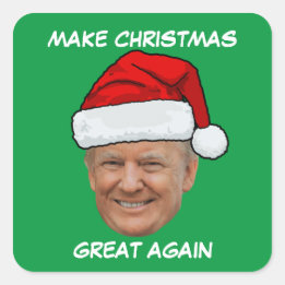 再びクリスマスを迎えるドナルド・トランプ・サンタハット素晴らし スクエアシール