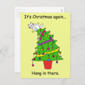 再びクリスマス猫のユーモア シーズンポストカード (正面/裏面)