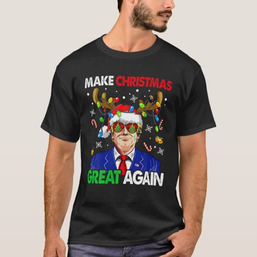 再びクリスマス素晴らしをおもしろい醜いキリストにする Tシャツ (正面)