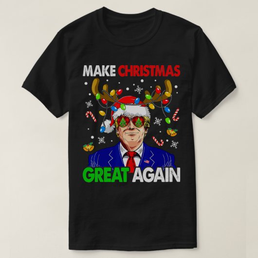 再びクリスマス素晴らしをおもしろい醜いキリストにする Tシャツ (デザイン正面)