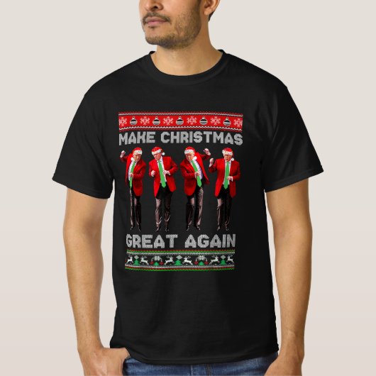 再びクリスマス素晴らしをクリスマスおもしろいトランプ Tシャツ (正面)