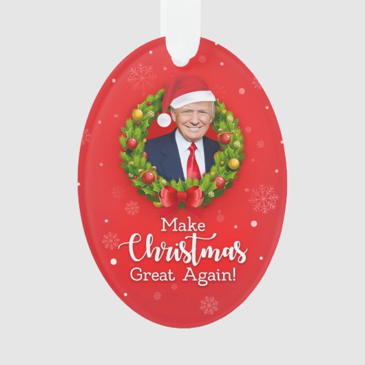 再びクリスマス素晴らしをトランプMAGAギフトおもしろいにする オーナメント (正面)