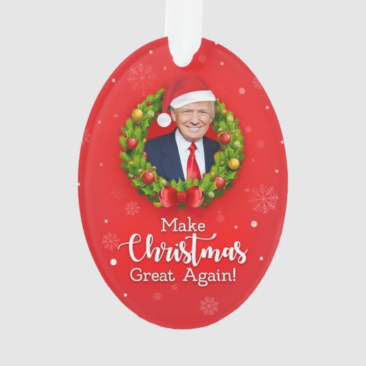 再びクリスマス素晴らしをトランプMAGAギフトおもしろいにする オーナメント (裏面)