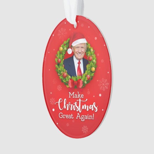 再びクリスマス素晴らしをトランプMAGAギフトおもしろいにする オーナメント (正面)