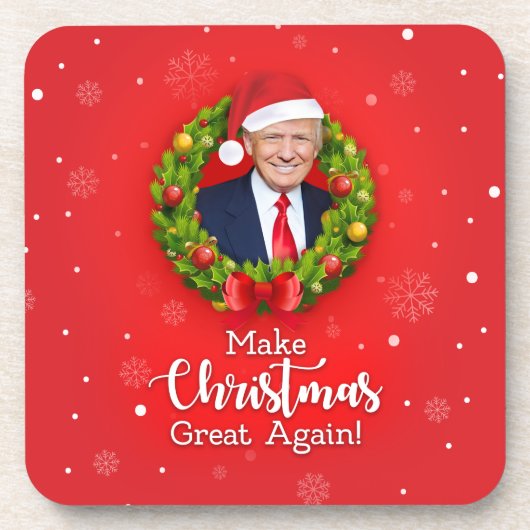 再びクリスマス素晴らしをトランプMAGAギフトおもしろいにする コースター (正面)