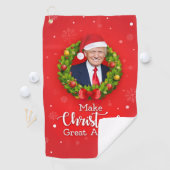 再びクリスマス素晴らしをトランプMAGAギフトおもしろいにする ゴルフタオル (インサイチュ)
