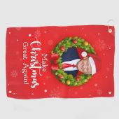 再びクリスマス素晴らしをトランプMAGAギフトおもしろいにする ゴルフタオル (横)