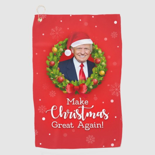 再びクリスマス素晴らしをトランプMAGAギフトおもしろいにする ゴルフタオル (正面)