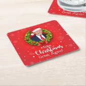 再びクリスマス素晴らしをトランプMAGAギフトおもしろいにする スクエアペーパーコースター (アングル)