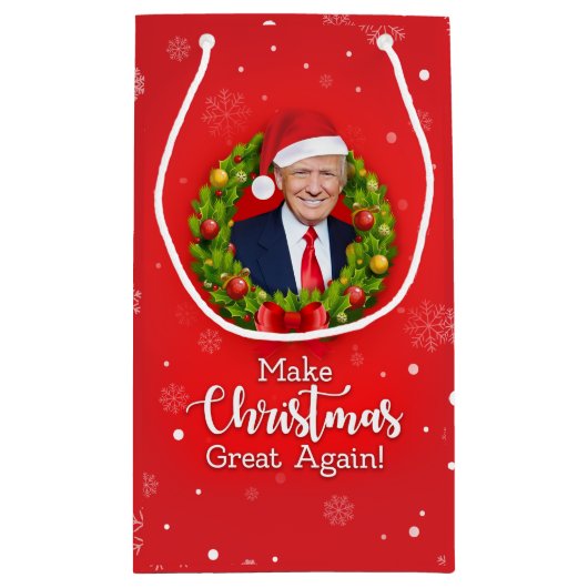再びクリスマス素晴らしをトランプMAGAギフトおもしろいにする スモールペーパーバッグ (裏面)