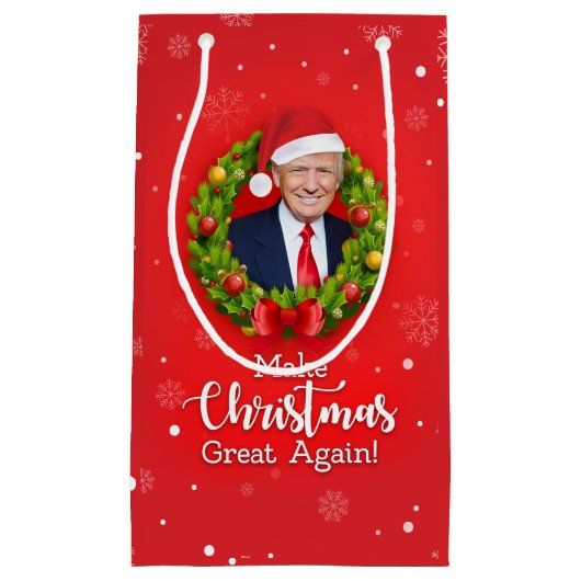 再びクリスマス素晴らしをトランプMAGAギフトおもしろいにする スモールペーパーバッグ (正面)