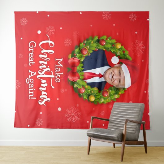 再びクリスマス素晴らしをトランプMAGAギフトおもしろいにする タペストリー (インサイチュ(横))