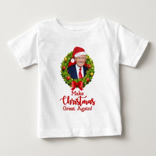 再びクリスマス素晴らしをトランプMAGAギフトおもしろいにする ベビーTシャツ (正面)