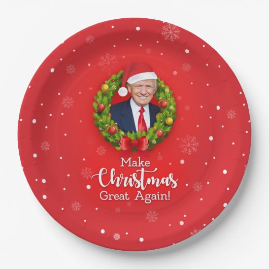 再びクリスマス素晴らしをトランプMAGAギフトおもしろいにする ペーパープレート (正面)