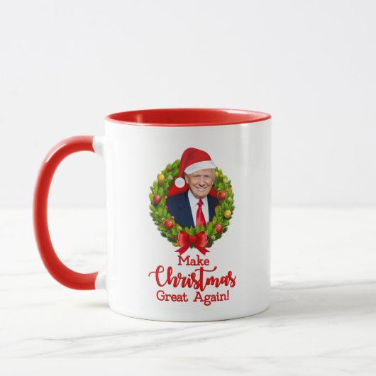 再びクリスマス素晴らしをトランプMAGAギフトおもしろいにする マグカップ (左)