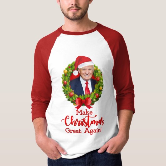 再びクリスマス素晴らしをトランプMAGAギフトおもしろいにする Tシャツ (正面)