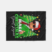 再びクリスマス素晴らしを作るおもしろいサンタトランプChris フリースブランケット (正面(横))