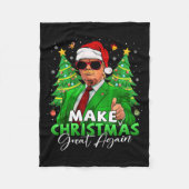 再びクリスマス素晴らしを作るおもしろいサンタトランプChris フリースブランケット (正面)