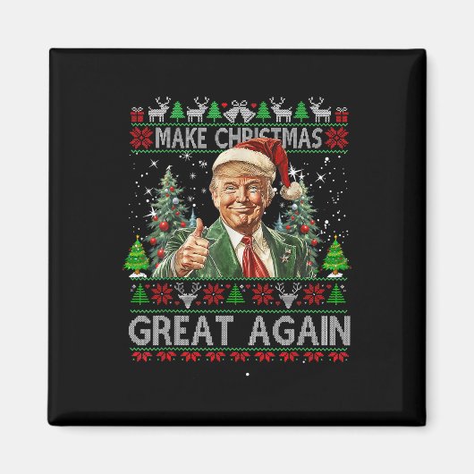 再びクリスマス素晴らしを作るクリスマスサンタトランプ2024 F マグネット (正面)