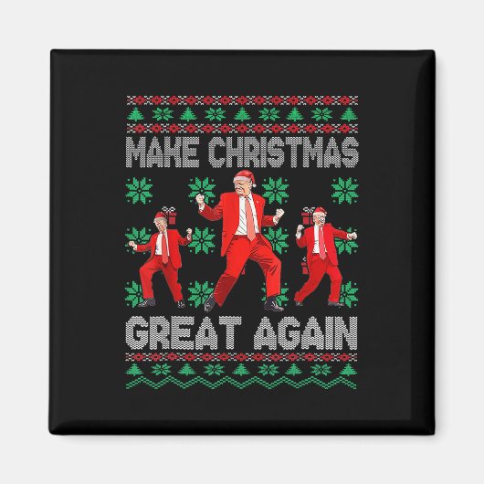 再びクリスマス素晴らしを作るサンタトランプクリスマス マグネット (正面)
