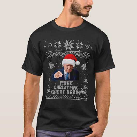 再びクリスマス素晴らしを作るドナルドトランプ休日 Tシャツ (正面)