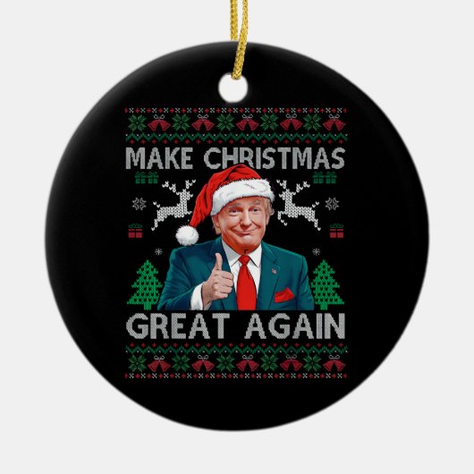 再びクリスマス素晴らしを切り詰めおもしろいクリスマス セラミックオーナメント (正面)