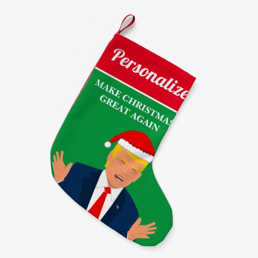 再びクリスマス素晴らしを切り詰めおもしろいサンタクロース スモールクリスマスストッキング (正面 (吊り時))