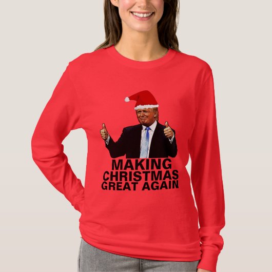 再びクリスマス素晴らしを飾る切り株Tシャツ Tシャツ (正面)