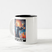 再びクリスマス素晴らしクリスマスを醜くおもしろいする ツートーンマグカップ (正面左)