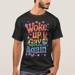 再びゲイとして目覚めた 面白いLGBTQプライド レインボー Tシャツ
